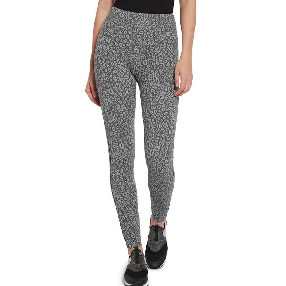 Lysse Animal Print Cotton Grey Jacquard Leggings Size Medium